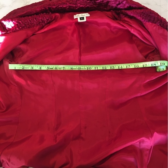 Vintage Will’s River Co. Velvet Blazer Faux Lamb Fur Jacket Pea Coat Red 2 Small - Picture 11 of 16